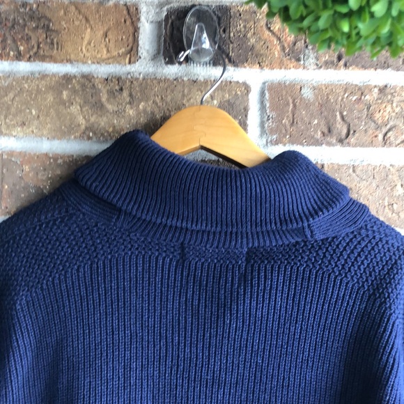 POLO RALPH LAUREN Navy Blue Shawl Collar Sweater Cotton SWEATER - Picture 7 of 9